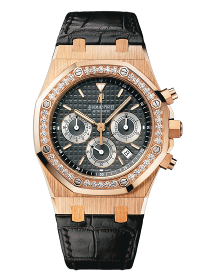 Audemars Piguet 26557OR.ZZ.D098CR.02 : Royal Oak 26557 Chronograph Pink Gold / Brown / Diamond