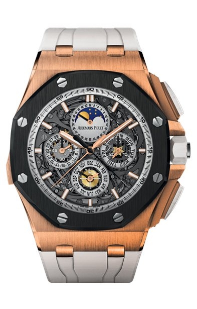 Audemars Piguet 26571RO.OO.A010CA.01 : Royal Oak OffShore 26571 Grande Complication Pink Gold Ceramic / White