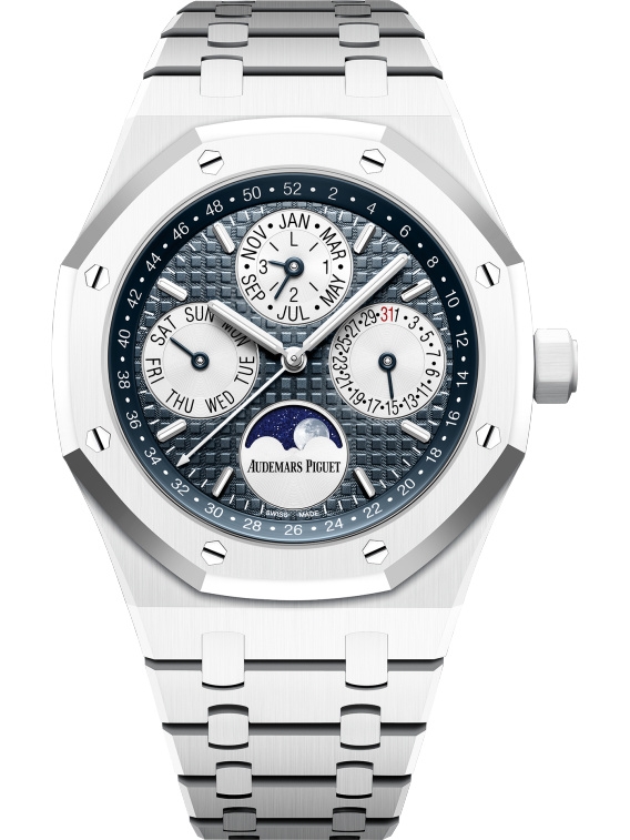 Audemars Piguet 26579CB.OO.1225CB.01 : Royal Oak Perpetual Calendar 41 White Ceramic / Blue