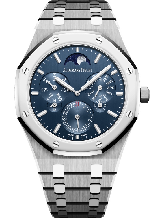 Audemars Piguet 26586IP.OO.1240IP.01 : Royal Oak Perpetual Calendar Ultra Thin Titanium - Platinum / Blue / Bracelet