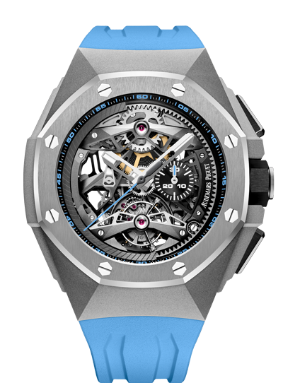 Audemars Piguet 26587TI.OO.D031CA.01 : Royal Oak Concept Tourbillon Chronograph Openworked Selfwinding Titanium / Blue