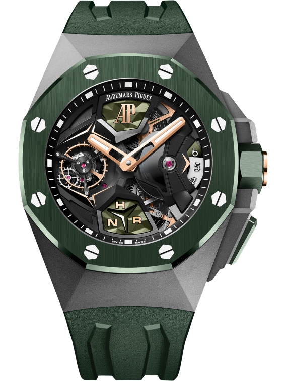 Audemars Piguet 26589IO.OO.D056CA.01 : Royal Oak Concept GMT Tourbillon Titanium / Green