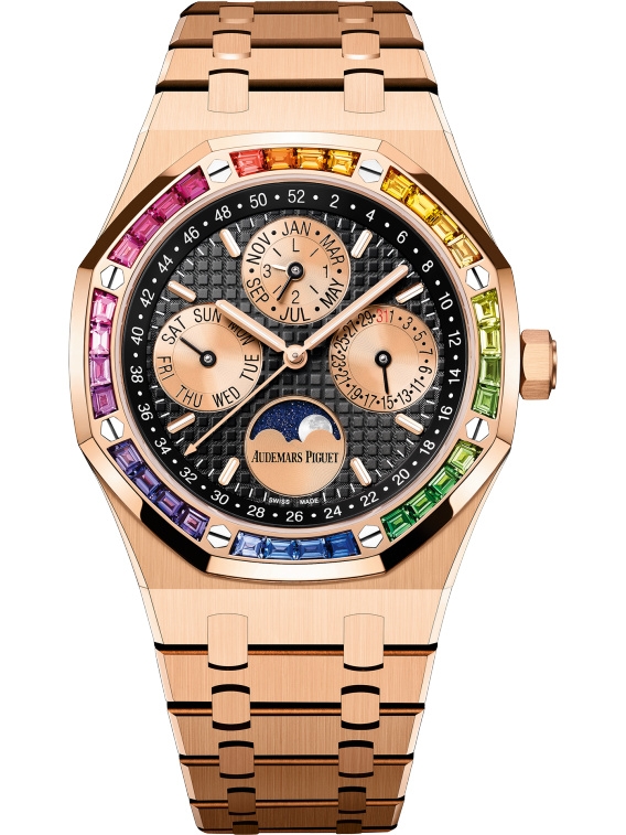 Audemars Piguet 26614OR.YY.1220OR.01 : Royal Oak Perpetual Calendar 41 Pink Gold - Rainbow / Black
