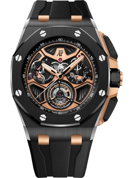 Audemars Piguet 26622CE.OO.D002CA.02 : Royal Oak Offshore Flying Tourbillon Chronograph Ceramic - Pink Gold