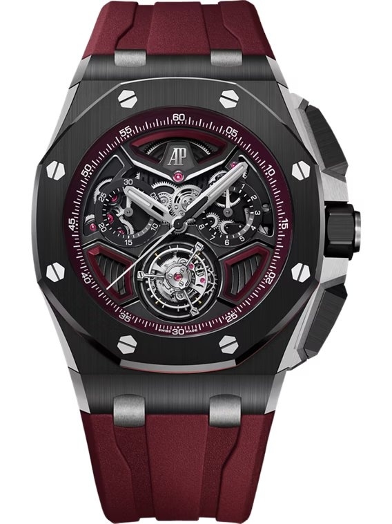 Audemars Piguet 26622CE.OO.D002CA.03 : Royal Oak Offshore Flying Tourbillon Chronograph Ceramic - Titanium / Burgundy