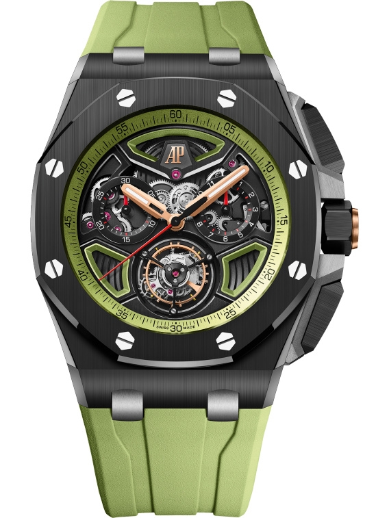 Audemars Piguet 26622CE.OO.D062CA.01 : Royal Oak Offshore Flying Tourbillon Chronograph Ceramic - Titanium / Green
