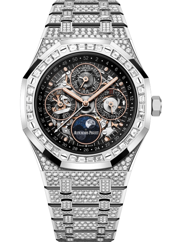 Audemars Piguet 26625BC.ZZ.1223BC.02 : Royal Oak Perpetual Calendar 41 White Gold - Diamond / Skeleton