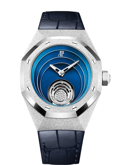 Audemars Piguet 26630BC.GG.D326CR.01 : Audemars Piguet Royal Oak Concept Frosted Gold Flying Tourbillon White Gold / Blue