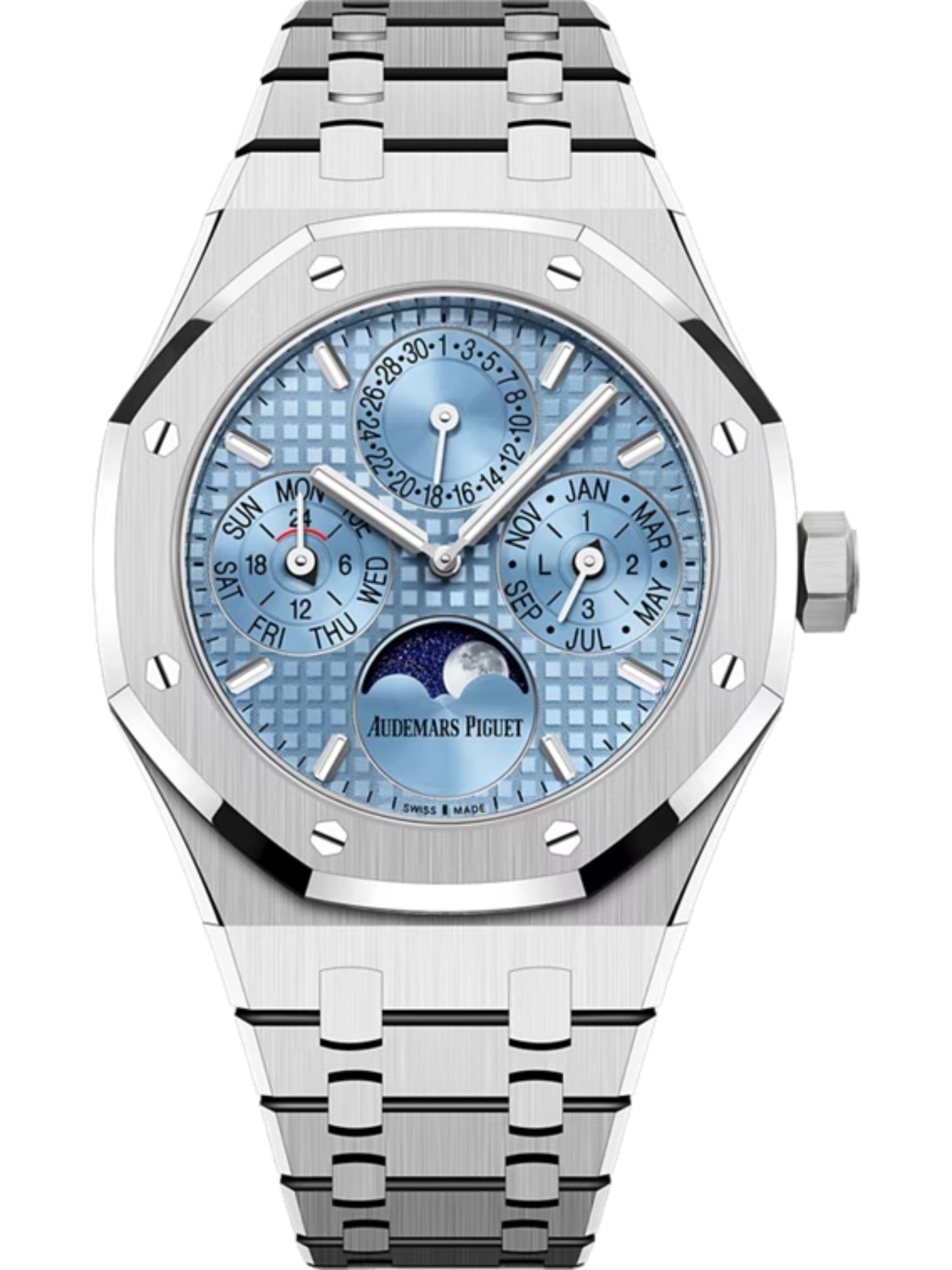 Audemars Piguet 26684ST.OO.1356ST.01 : Royal Oak Perpetual Calendar 38 Stainless Steel / Light Blue
