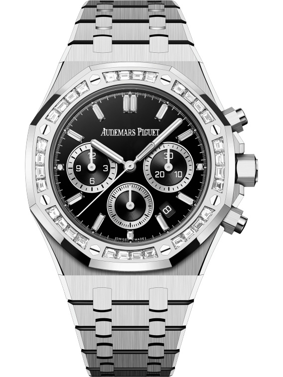 Audemars Piguet 26715BC.ZZ.1356BC.02 : Royal Oak Chronograph 38 White Gold - Diamond / Onyx