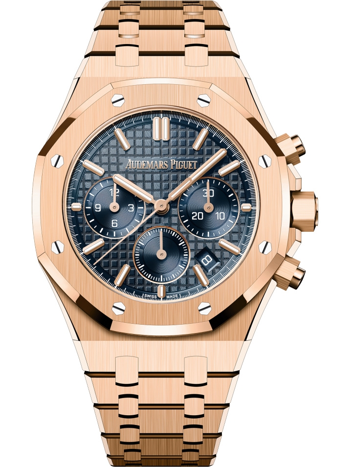 Audemars Piguet 26715OR.OO.1356OR.01 : Royal Oak Chronograph 38 Pink Gold / Blue