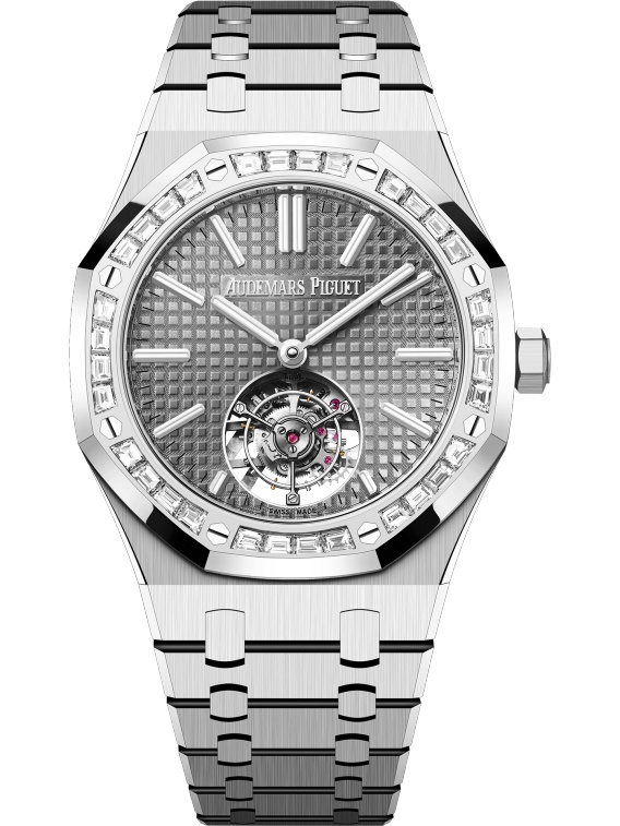 Audemars Piguet 26730BC.ZZ.1320BC.01 : Royal Oak Self-Winding Flying Tourbillon White Gold - Baguette / Grey