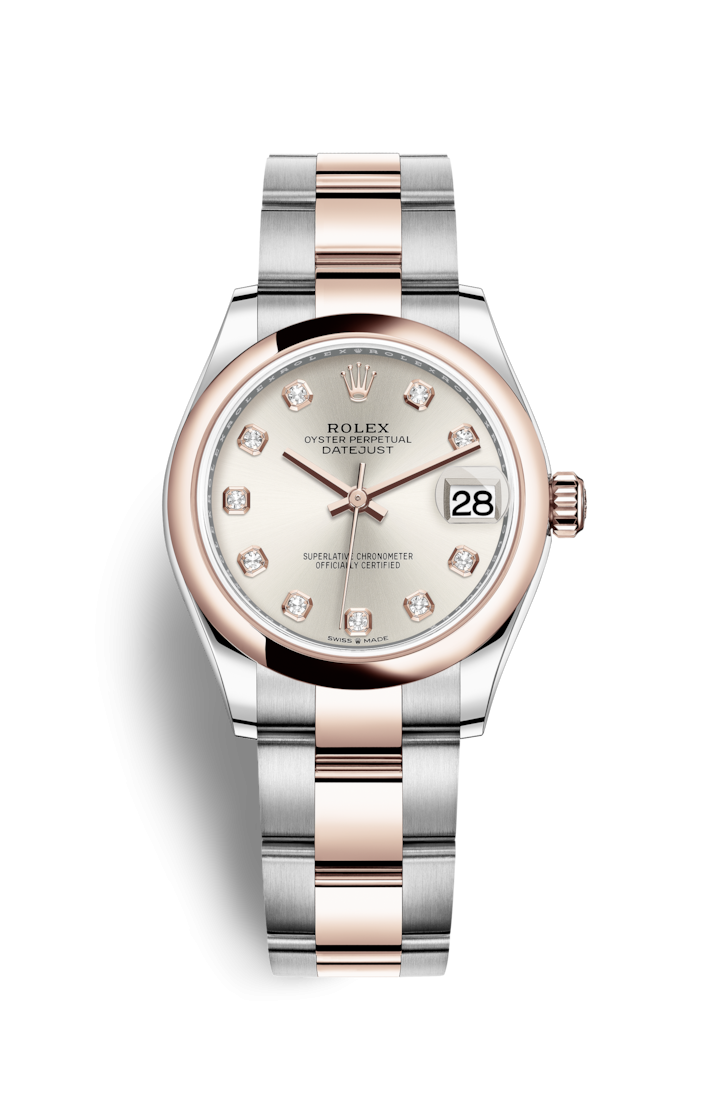Rolex 278241-0015 : Datejust 31 Stainless Steel / Rose Gold / Domed / Silver - Diamond / Oyster