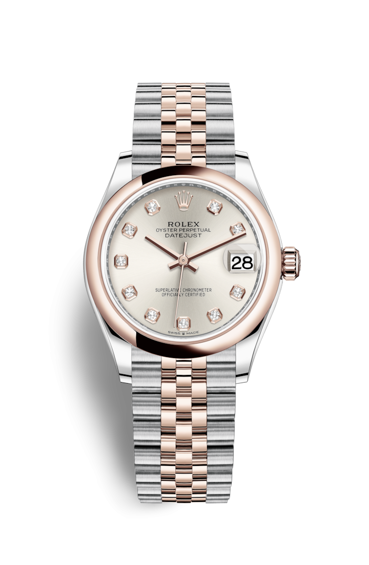 Rolex 278241-0016 : Datejust 31 Stainless Steel / Rose Gold / Domed / Silver - Diamond / Jubilee