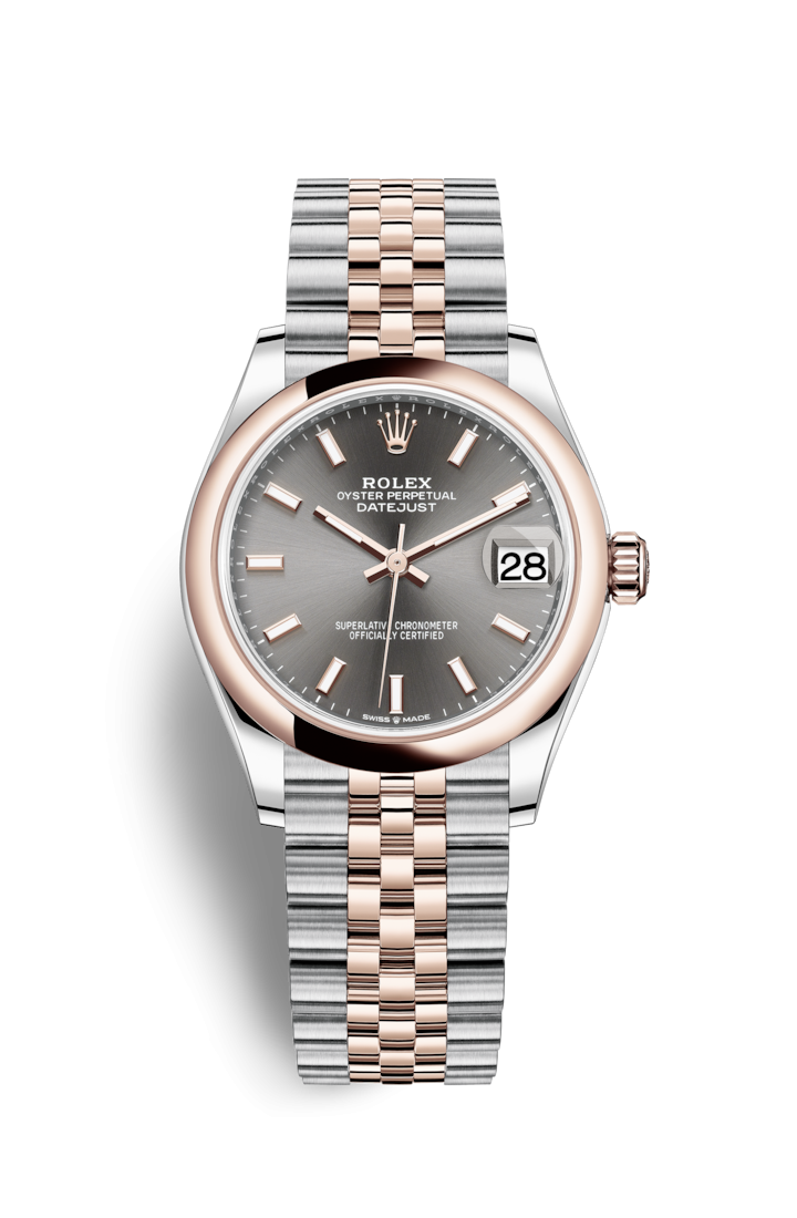 Rolex 278241-0018 : Datejust 31 Stainless Steel / Rose Gold / Domed / Grey / Jubilee