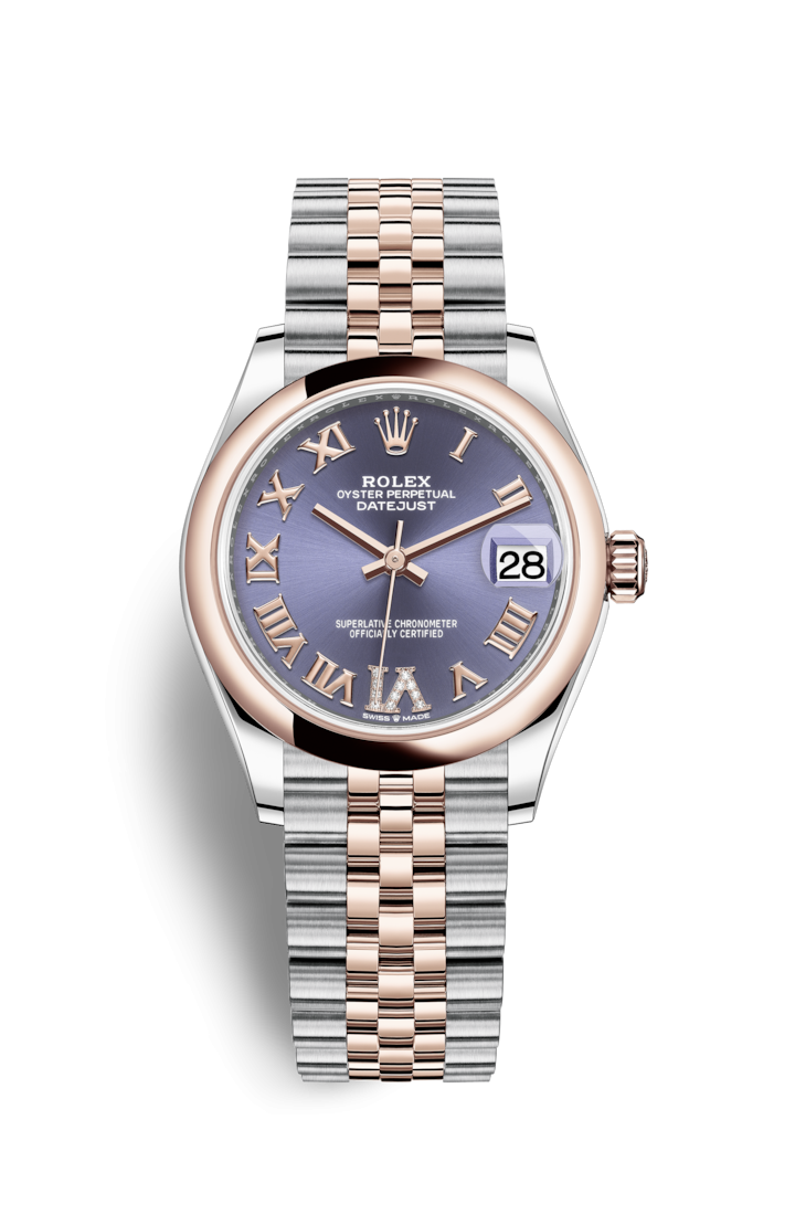Rolex 278241-0020 : Datejust 31 Stainless Steel / Rose Gold / Domed / Aubergine - Roman / Jubilee