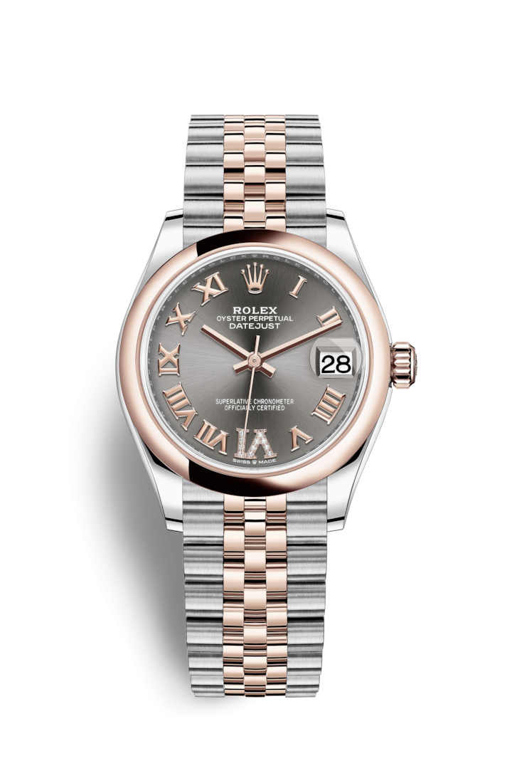 Rolex 278241-0030 : Datejust 31 Stainless Steel/ Rose Gold / Domed / Grey - Roman / Jubilee