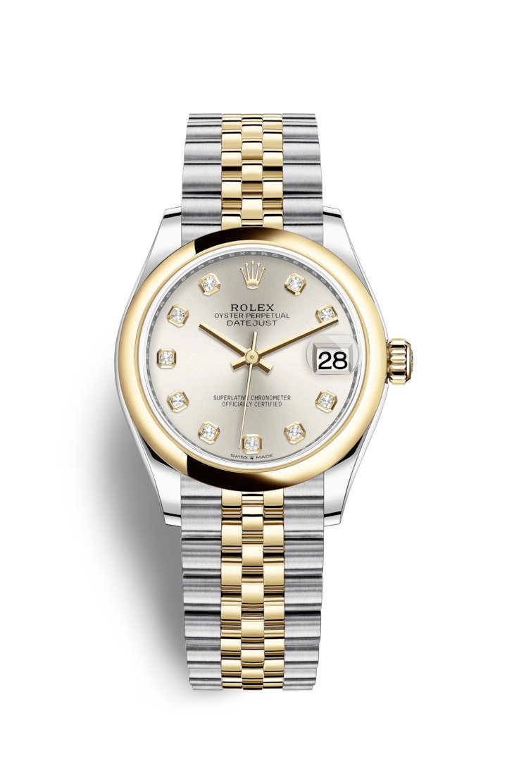 Rolex 278243-0020 : Datejust 31 Stainless Steel / Yellow Gold / Domed / Silver - Diamond / Jubilee