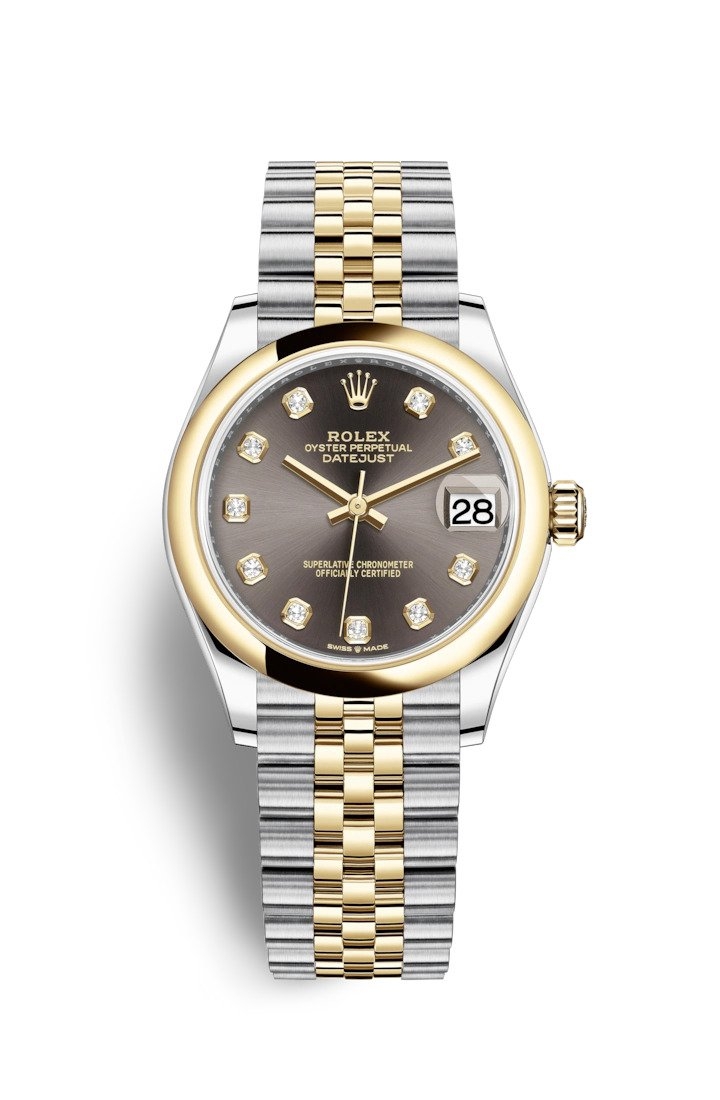 Rolex 278243-0022 : Datejust 31 Stainless Steel / Yellow Gold / Domed / Grey - Diamond / Jubilee