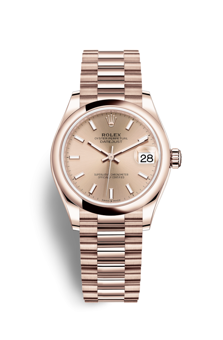 Rolex 278245-0036 : Datejust 31 Rose Gold / Domed / Rose / President