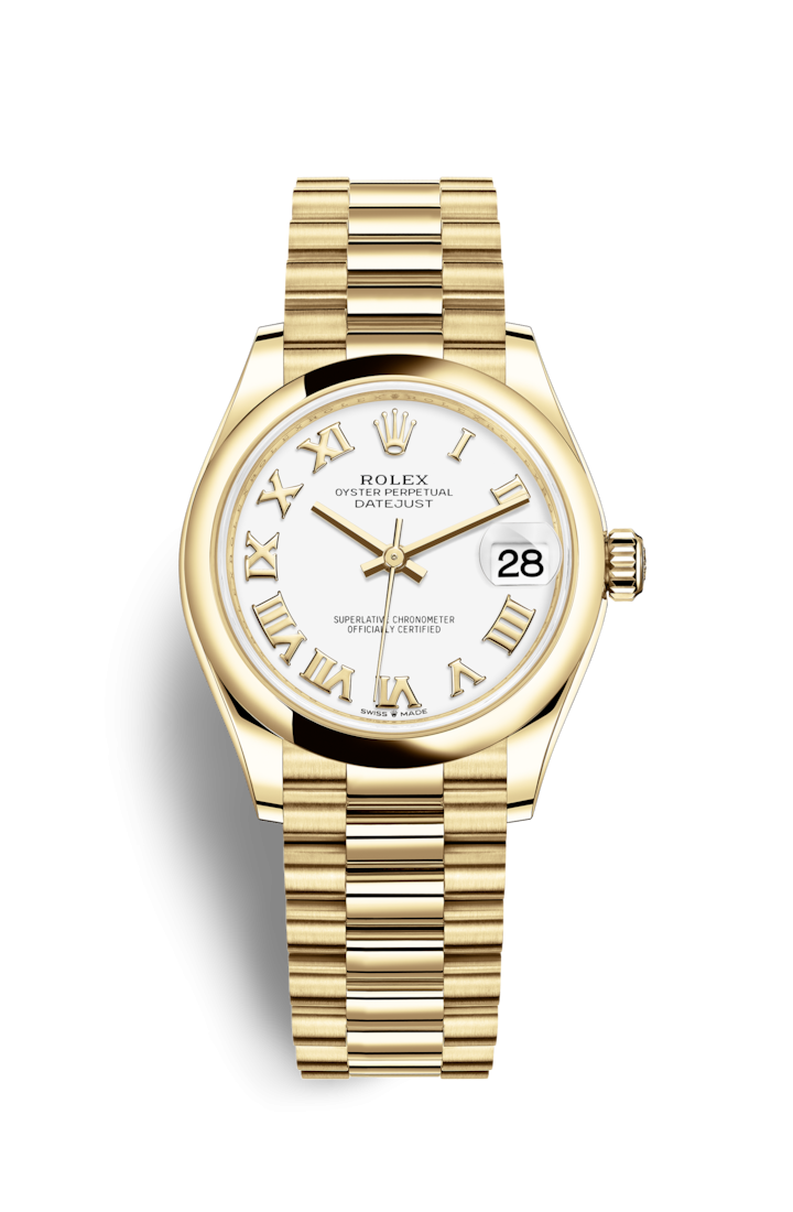 Rolex 278248-0020 : Datejust 31 Yellow Gold / Domed / White - Roman / President
