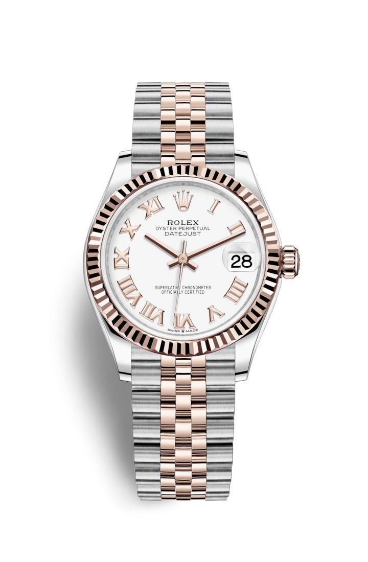 Rolex 278271-0002 : Datejust 31 Stainless Steel/ Rose Gold / Fluted / White - Roman / Jubilee