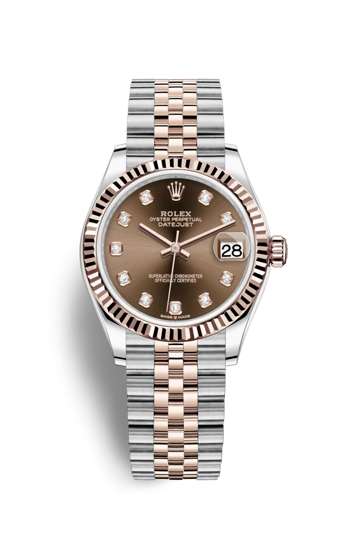 Rolex 278271-0028 : Datejust 31 Stainless Steel / Rose Gold / Fluted / Chocolate - Diamond / Jubilee