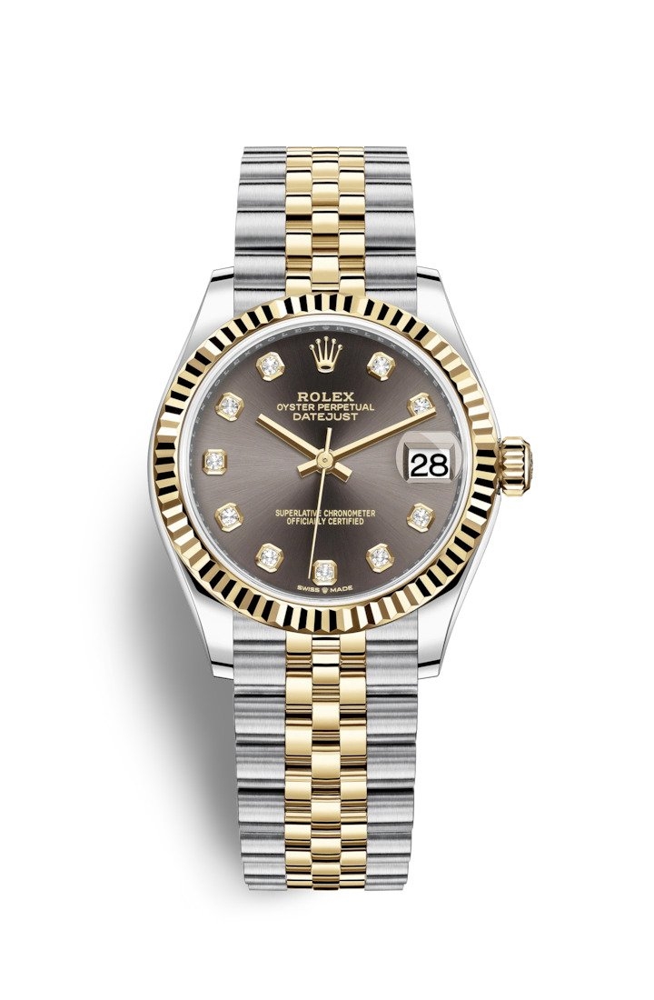 Rolex 278273-0022 : Datejust 31 Stainless Steel / Yellow Gold / Fluted / Grey - Diamond / Jubilee