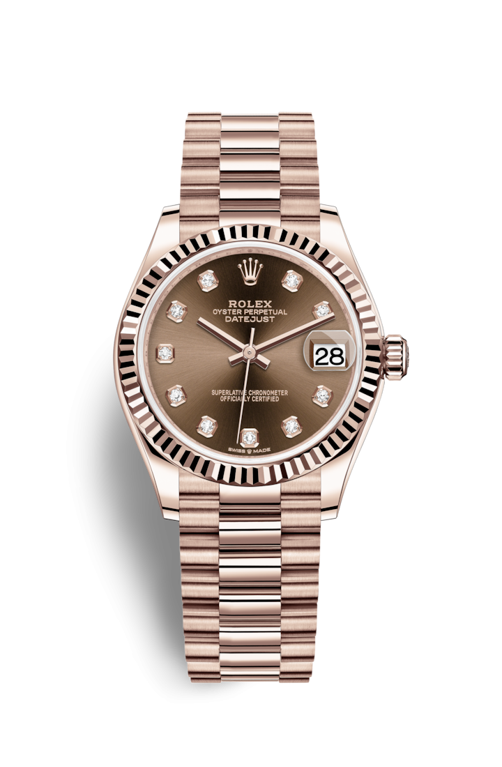 Rolex 278275-0010 : Datejust 31 Rose Gold / Fluted / Chocolate - Diamond / President