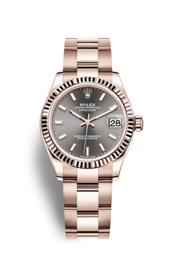 Rolex 278275-0026 : Datejust 31 Rose Gold / Fluted / Grey / Oyster