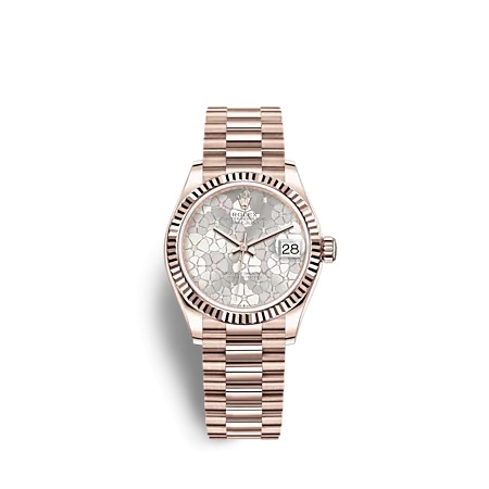 Rolex 278275-0045 : Datejust 31 Rose Gold - Fluted / Silver - Floral / President