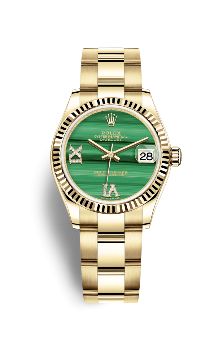 Rolex 278278-0003 : Datejust 31 Yellow Gold / Fluted / Malachite / Oyster