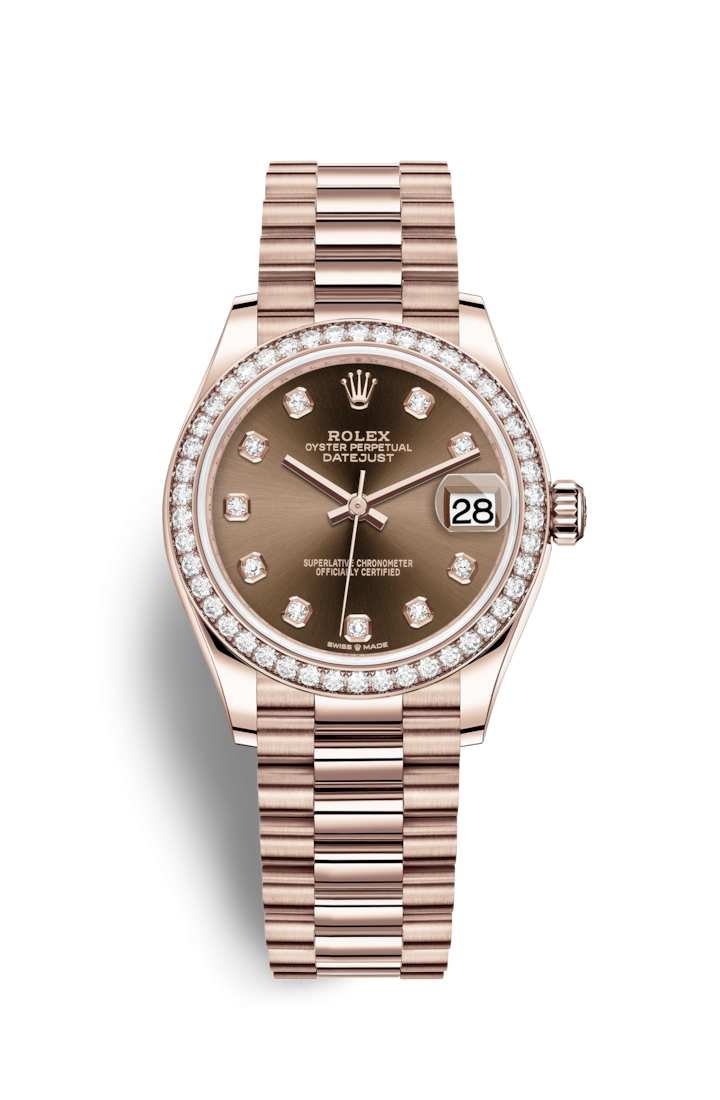 Rolex 278285RBR-0006 : Datejust 31 Rose Gold / Diamond / Chocolate - Diamond / President