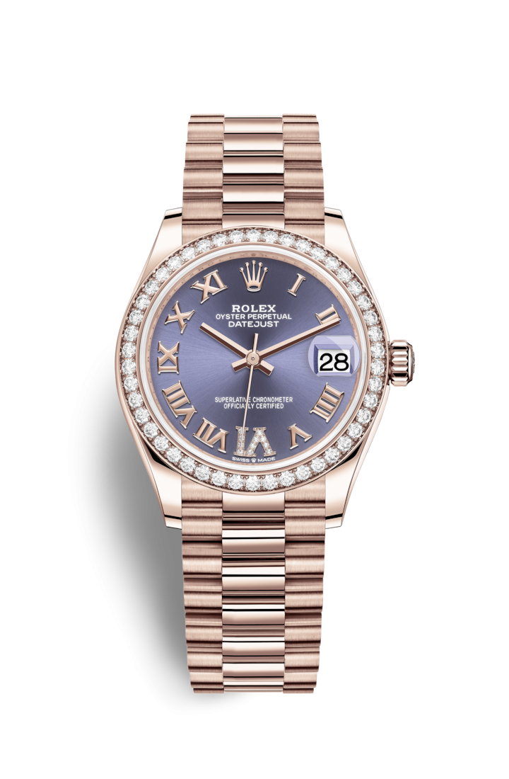 Rolex 278285RBR-0023 : Datejust 31 Rose Gold / Diamond / Aubergine - Roman / President