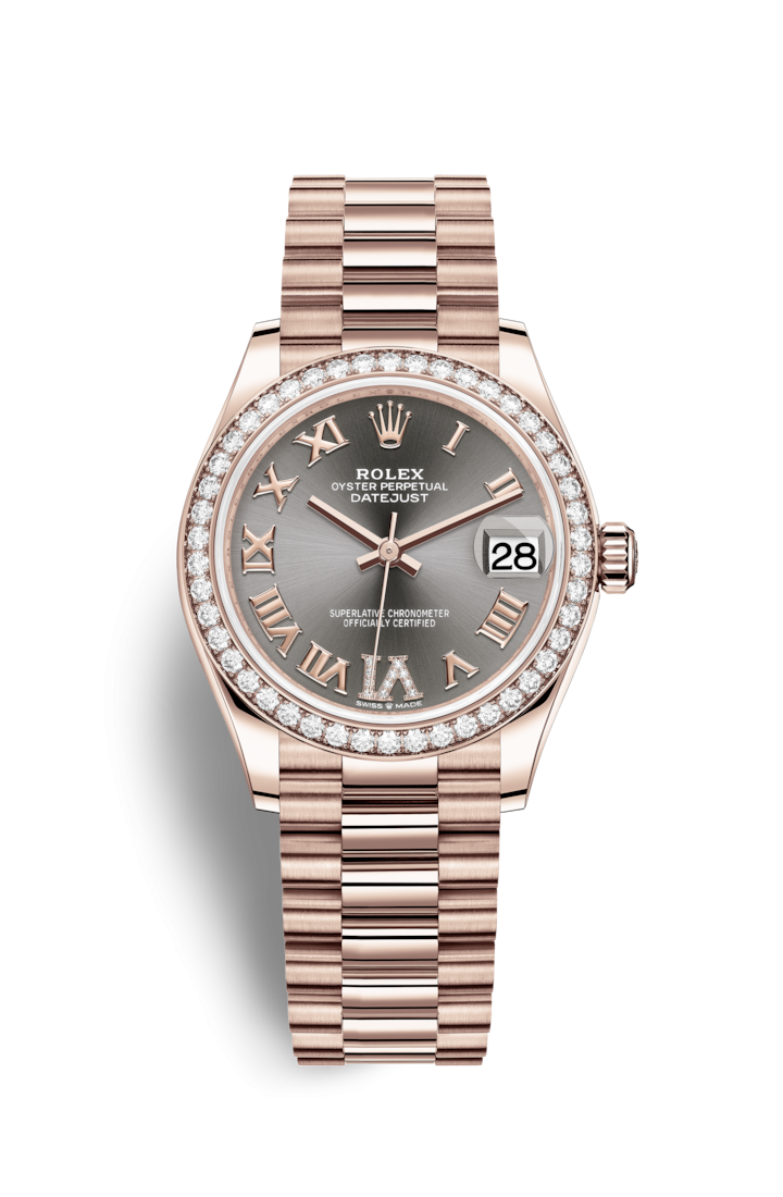 Rolex 278285RBR-0027 : Datejust 31 Rose Gold / Diamond / Grey - Roman / President