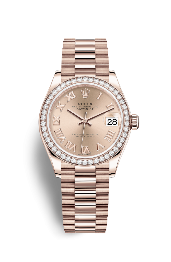 Rolex 278285RBR-0029 : Datejust 31 Rose Gold / Diamond / Rose - Roman / President