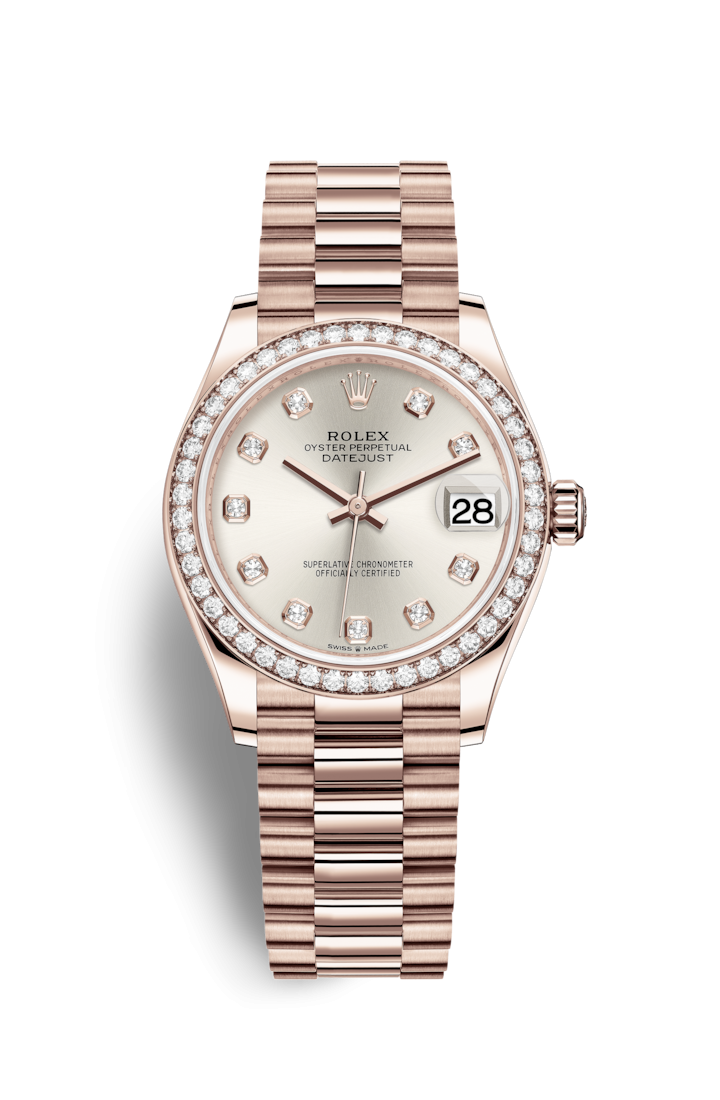 Rolex 278285RBR-0030 : Datejust 31 Rose Gold / Diamond / Silver - Diamond / President