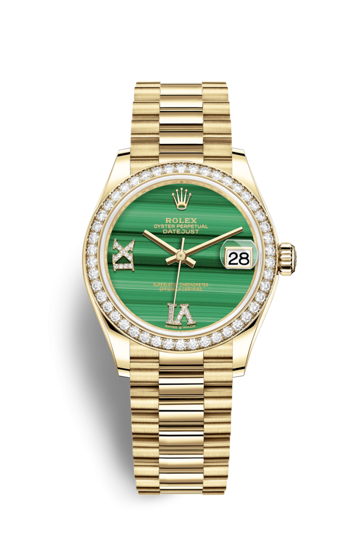 Rolex 278288rbr-0004 : Datejust 31 Yellow Gold / Diamond / Malachite / President