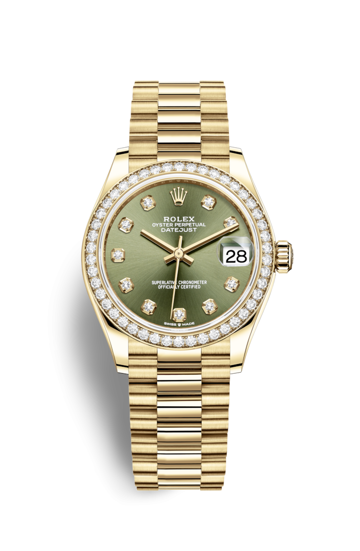 Rolex 278288RBR-0007 : Datejust 31 Yellow Gold / Diamond / Olive - Diamond / President