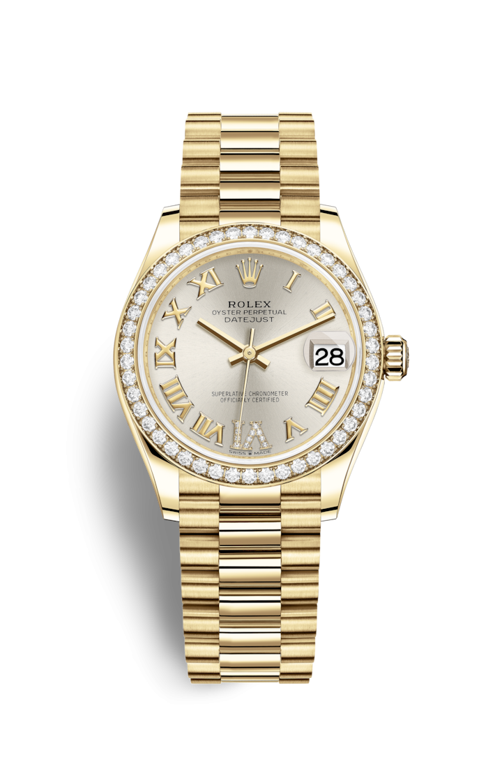 Rolex 278288RBR-0020 : Datejust 31 Yellow Gold / Diamond / Silver - Roman / President