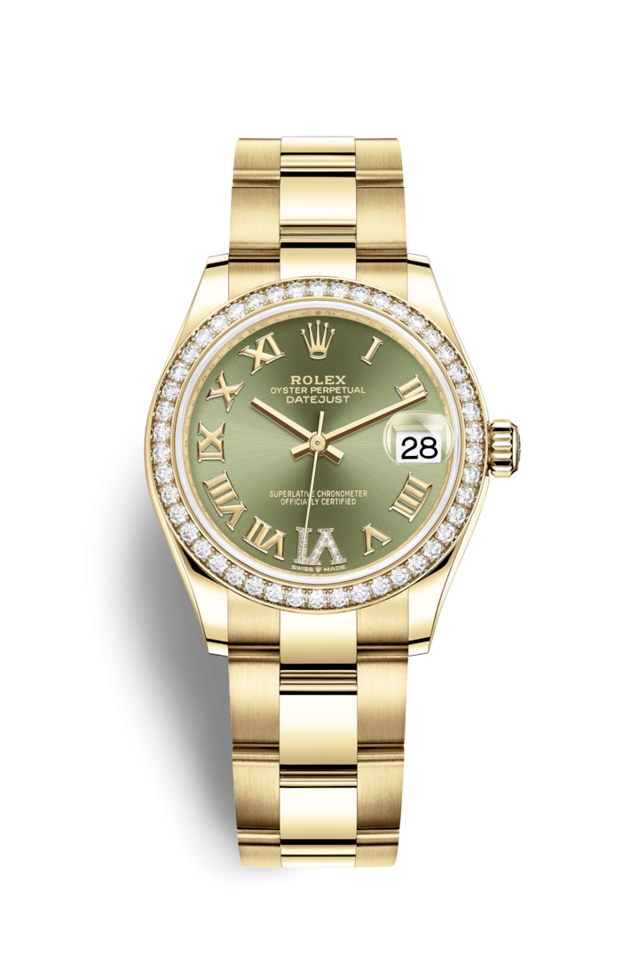 Rolex 278288rbr-0023 : Datejust 31 Yellow Gold / Diamond / Olive  - Roman / Oyster