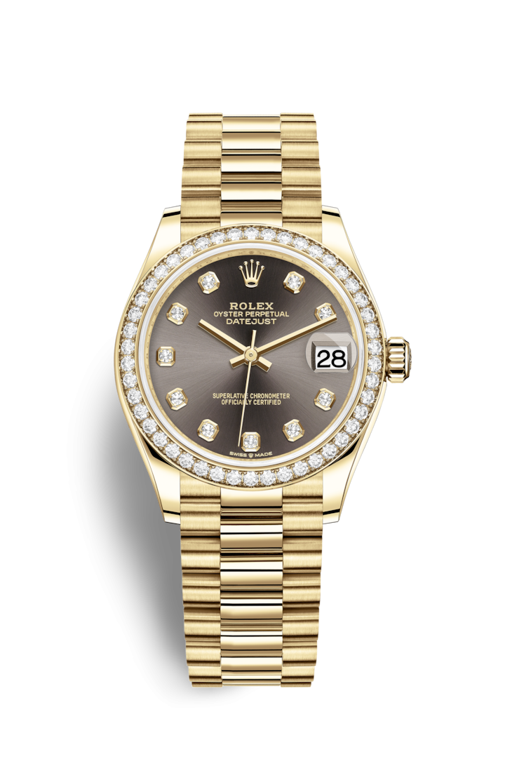 Rolex 278288RBR-0030 : Datejust 31 Yellow Gold / Diamond / Grey - Diamond / President