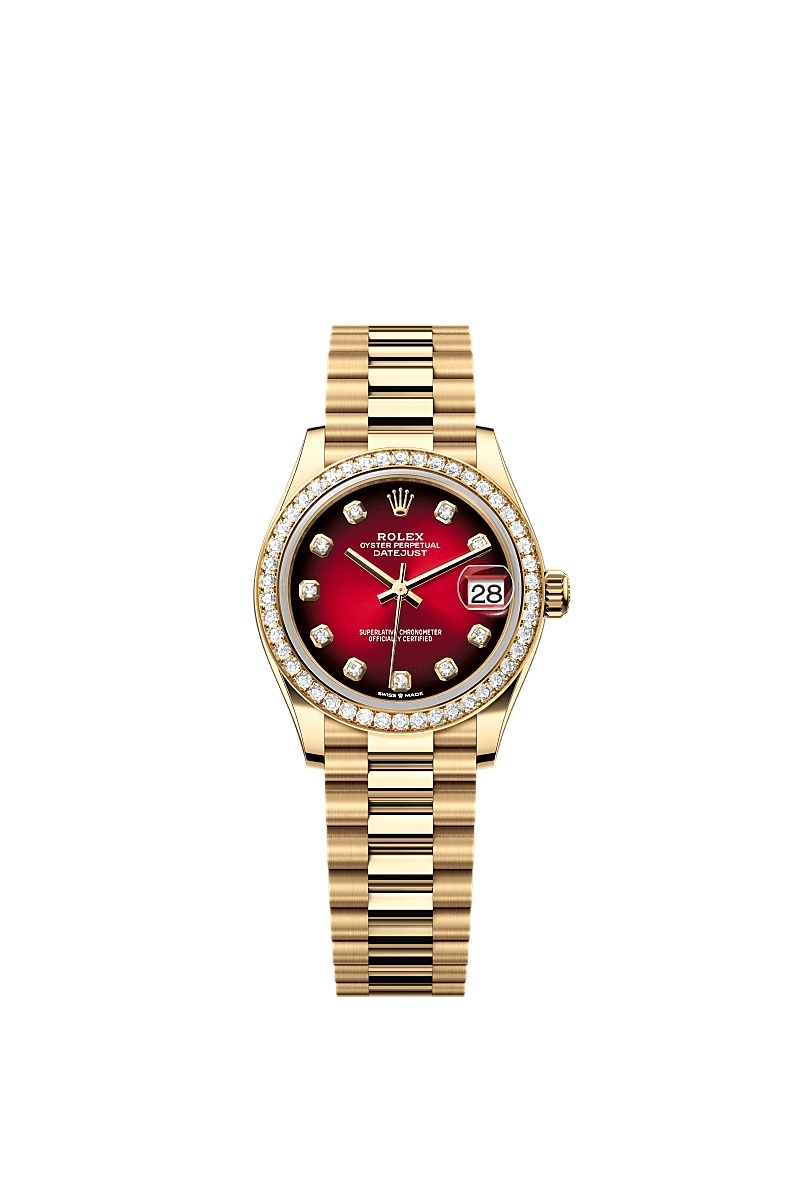 Rolex 278288RBR-0041 : Datejust 31 Yellow Gold - Diamond / Red Gradient / President