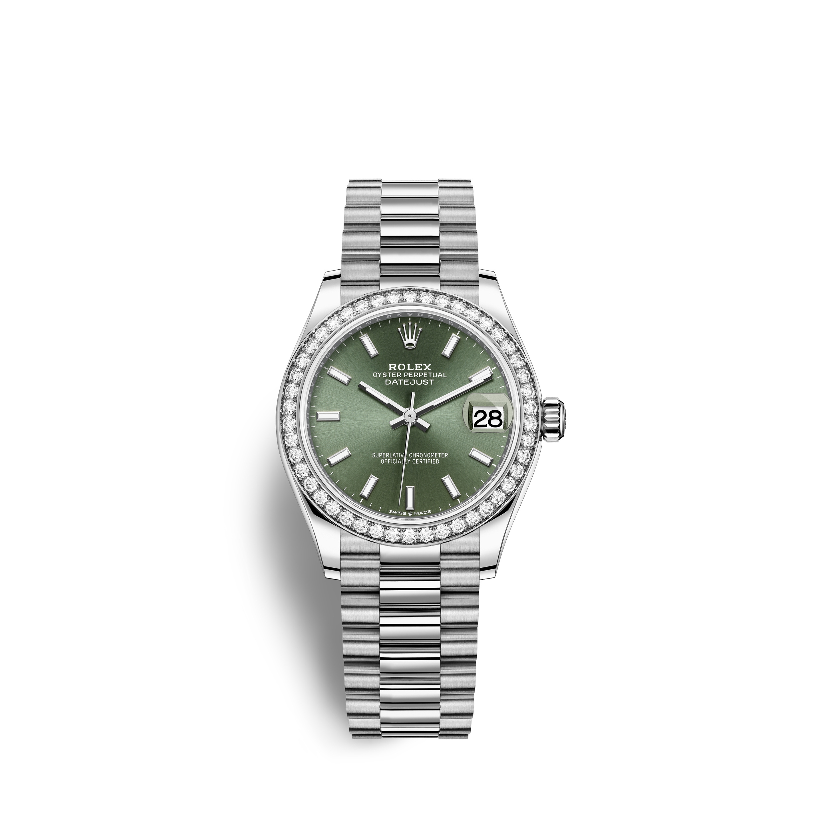 Rolex 278289RBR-0015 : Datejust 31 White Gold Diamond / Green