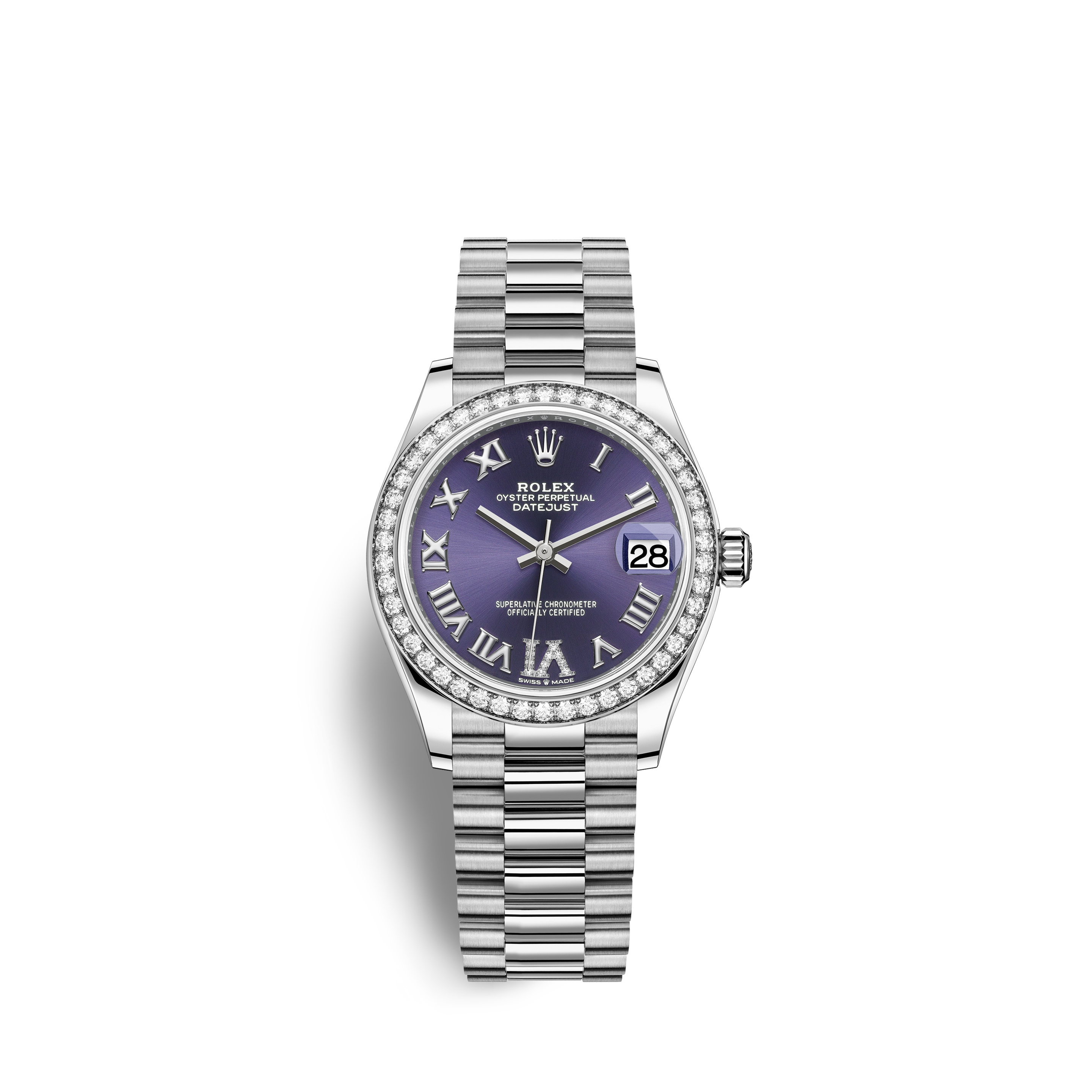 Rolex 278289rbr-0019 : Datejust 31 White Gold Diamond / Aubergine - Roman