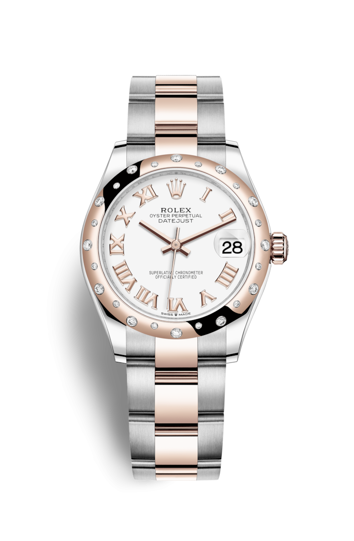 Rolex 278341RBR-0001 : Datejust 31 Stainless Steel/ Rose Gold / Domed - Diamond / White - Roman / Oyster
