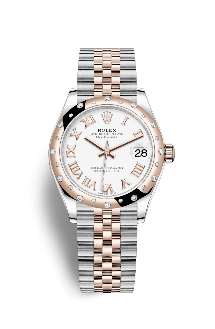 Rolex 278341RBR-0002 : Datejust 31 Stainless Steel/ Rose Gold / Domed - Diamond / White - Roman / Jubilee