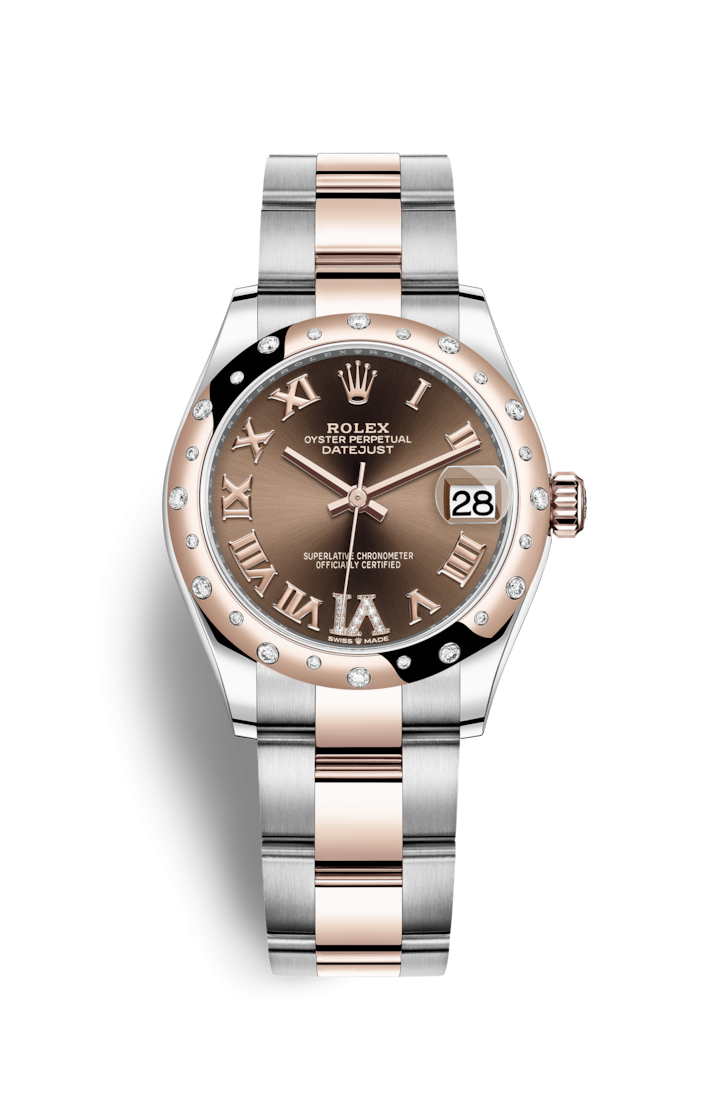 Rolex 278341RBR-0003 : Datejust 31 Stainless Steel/ Rose Gold / Domed - Diamond / Chocolate - Roman / Oyster