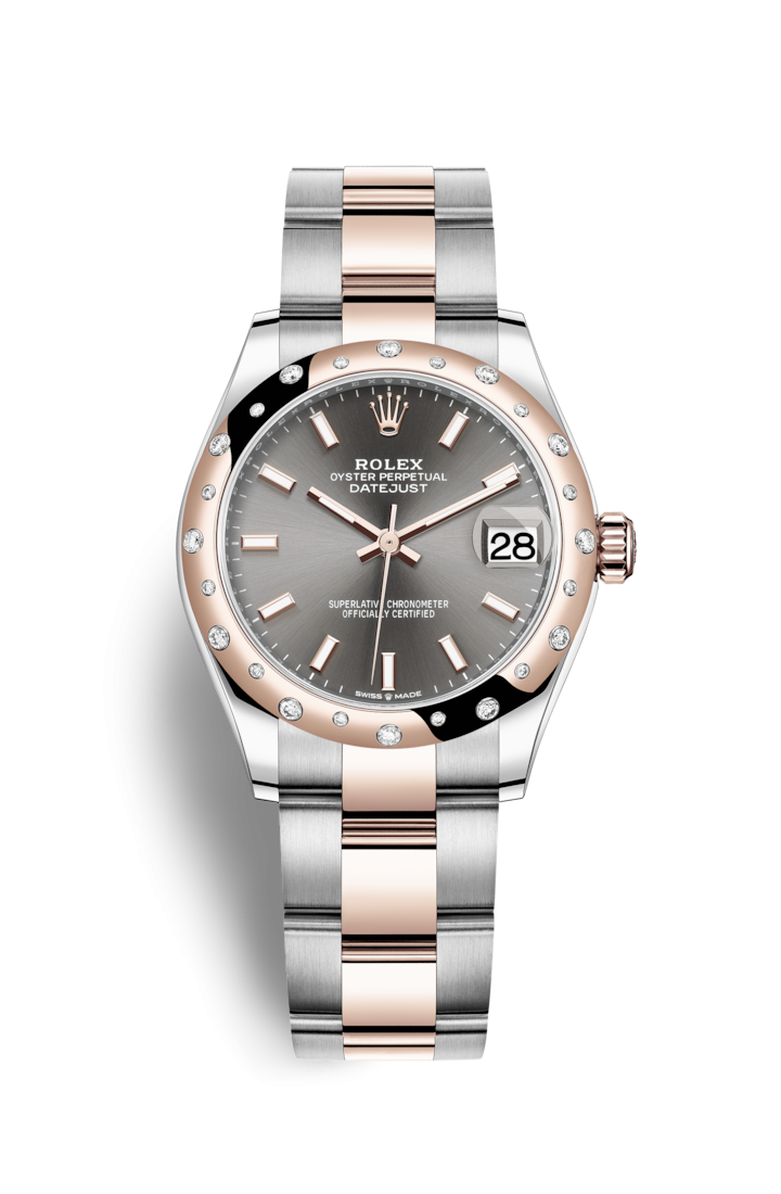 Rolex 278341RBR-0017 : Datejust 31 Stainless Steel/ Rose Gold / Domed - Diamond / Grey / Oyster