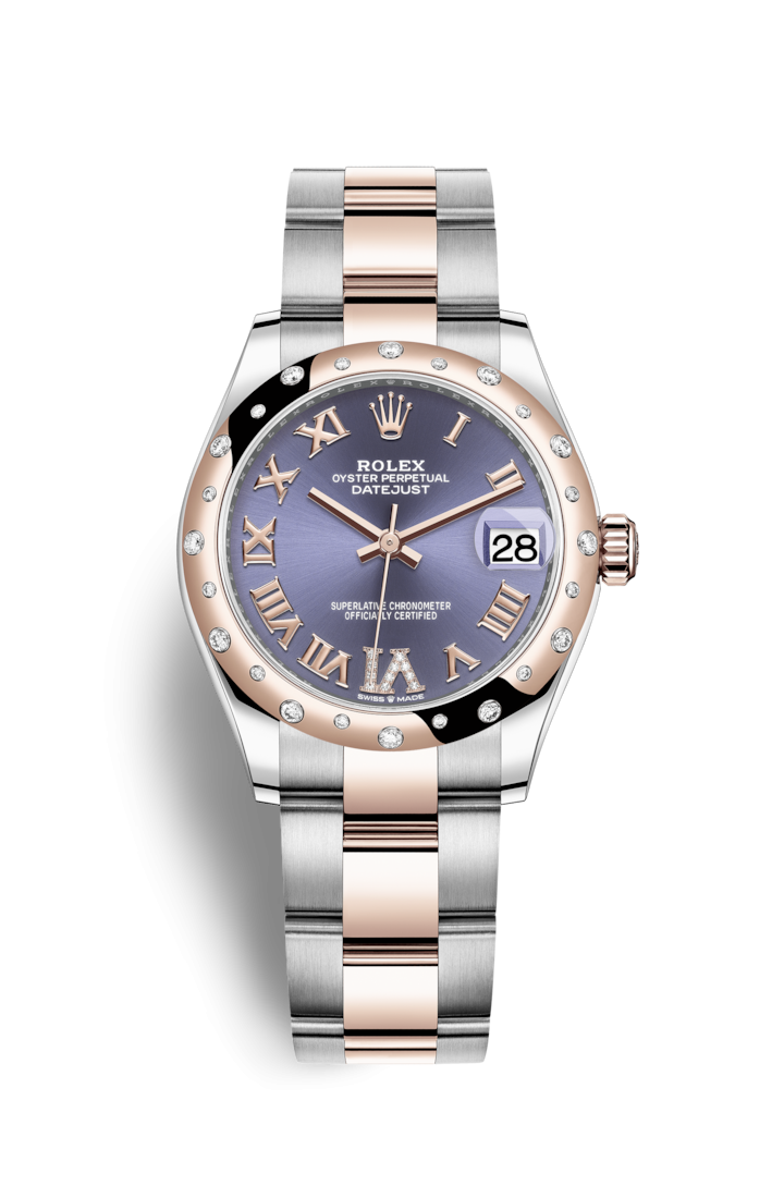 Rolex 278341RBR-0019 : Datejust 31 Stainless Steel/ Rose Gold / Domed - Diamond / Aubergine - Roman / Oyster